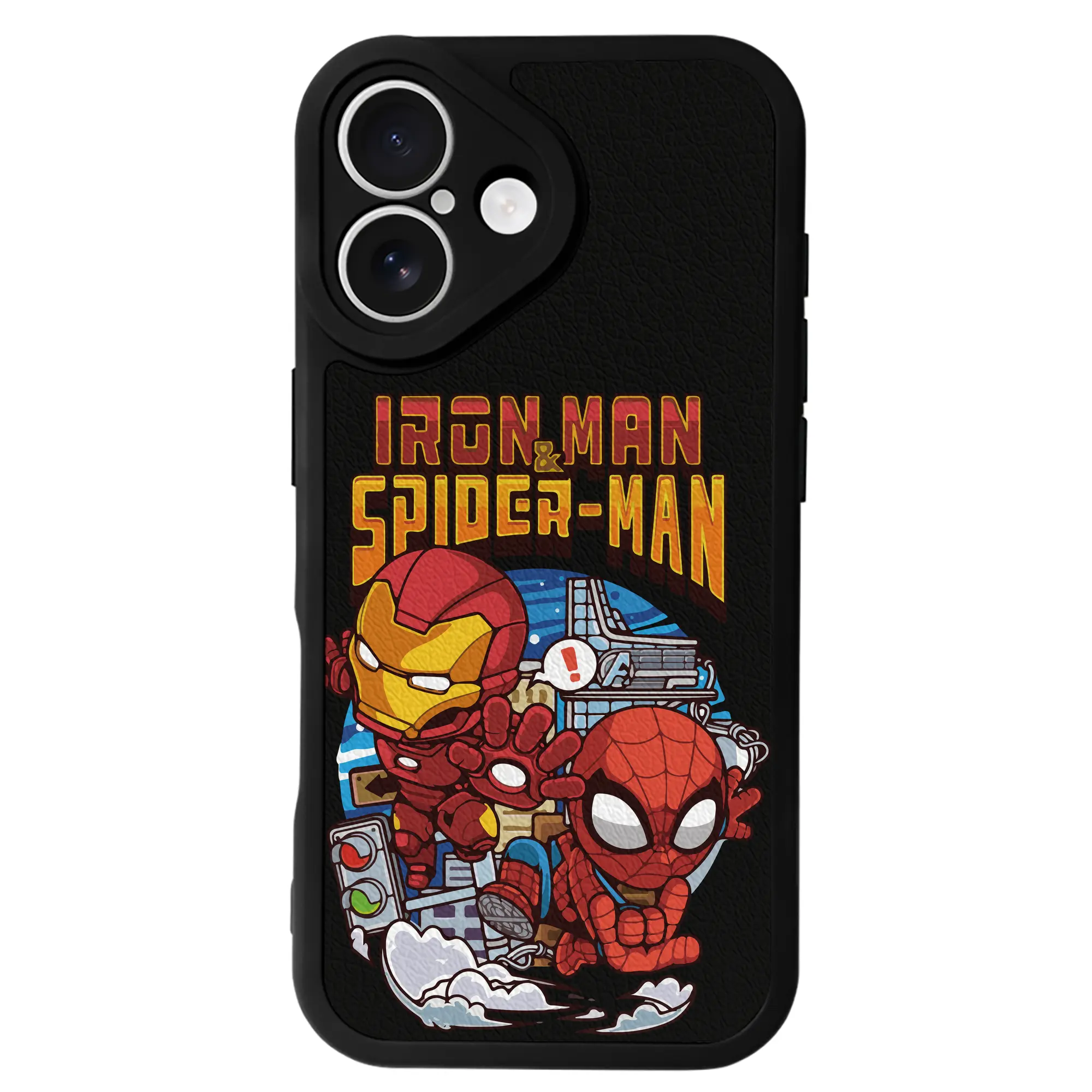 アベンジャーズ (Avenjāzu) グッズ アイアンマン（Iron Man） - IPhone 16シリーズ対応 ・ シリコンスマホケース ・ レザー調 ・ 高精度フィット ・ 耐衝撃 ・ ワイヤレス充電対応 ・ 精密カット